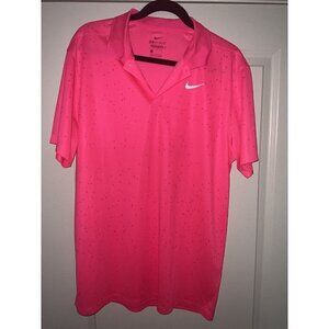 Nike Dri-Fit Victory Micro Print Golf Polo Shirt‎ Mens Size Pink CU9841-639 Med
